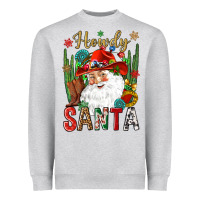 Heather Grey Howdy Santa Heavyweight Sweatshirt - NancyCooperArtShop