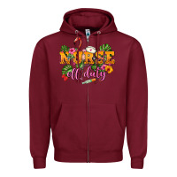 Burgundy Nurse off duty Zipper Hoodie - NancyCooperArtShop