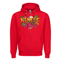 Red Nurse off duty Zipper Hoodie - NancyCooperArtShop