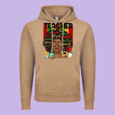 Black Woman Teacher Vintage Hoodie Designed By Maliassmallbusiness