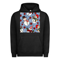 Pigment Black christmas snowman seamless pattern Urban Hoodie - BundleAndBundleShop
