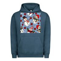 Pigment Midnight Navy christmas snowman seamless pattern Urban Hoodie - BundleAndBundleShop