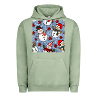 Pigment Oil Green christmas snowman seamless pattern Urban Hoodie - BundleAndBundleShop