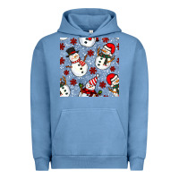 Pigment Pebble Blue christmas snowman seamless pattern Urban Hoodie - BundleAndBundleShop
