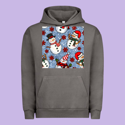 Christmas Snowman Seamless Pattern Urban Hoodie Designed By Bundleandbundleshop