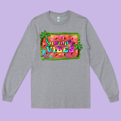 Summer Vibes Watermelon Long Sleeve Tee Designed By Jahusdesignshop