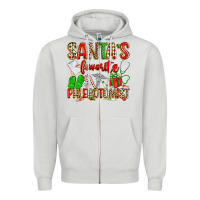Dove Grey Santa's Favorite Phlebotomist Zipper Hoodie - texasbilliewilder