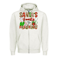 Oatmeal Heather Santa's Favorite Phlebotomist Zipper Hoodie - texasbilliewilder