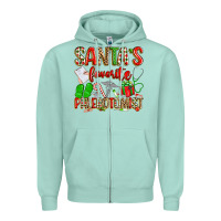 Seafoam Santa's Favorite Phlebotomist Zipper Hoodie - texasbilliewilder