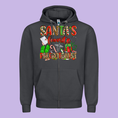 Santa's Favorite Phlebotomist Zipper Hoodie Designed By Texasbilliewilder
