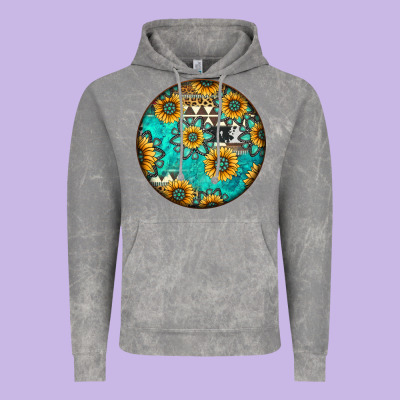 Round Western Pattern Vintage Hoodie Designed By Jasminsmagicworld