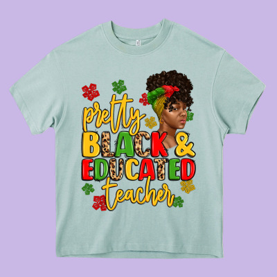 Pretty Black And Educated Teacher Heavy Core Tee Designed By Artiststas