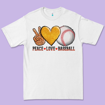 Peace Love Baseball Premium Tee Designed By Adodesignshop