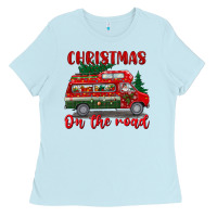 Baby Blue christmas on the road Ladies Tee - BundleAndBundleShop
