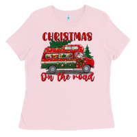 Bubblegum Pink christmas on the road Ladies Tee - BundleAndBundleShop