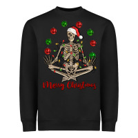 Black Merry Christmas skeleton Heavyweight Sweatshirt - NancyCooperArtShop