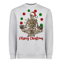 Heather Grey Merry Christmas skeleton Heavyweight Sweatshirt - NancyCooperArtShop