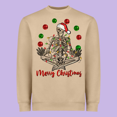 Merry Christmas Skeleton Heavyweight Sweatshirt Designed By Nancycooperartshop
