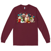 Burgundy christmas coffee Long Sleeve Tee - MaliasSmallBusiness