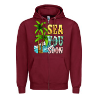 Burgundy Sea you soon Zipper Hoodie - NancyCooperArtShop
