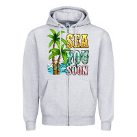 Heather Grey Sea you soon Zipper Hoodie - NancyCooperArtShop
