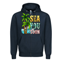 Navy Sea you soon Zipper Hoodie - NancyCooperArtShop