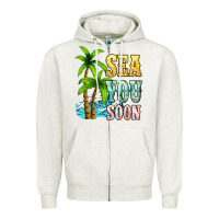 Oatmeal Heather Sea you soon Zipper Hoodie - NancyCooperArtShop