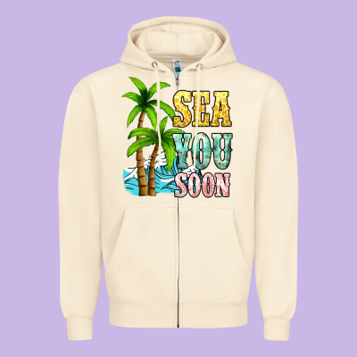 Sea You Soon Zipper Hoodie Designed By Nancycooperartshop