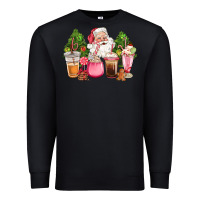 Black pink christmas santa coffe cups Premium Sweatshirt - CowGirlArtShop