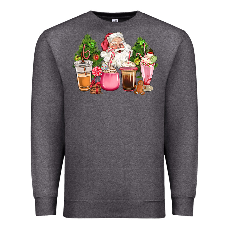 Pink Christmas Santa Coffe Cups Premium Sweatshirt by CowGirlArtShop | Teevron