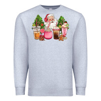 Heather Grey pink christmas santa coffe cups Premium Sweatshirt - CowGirlArtShop