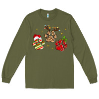 Army Green christmas paws Long Sleeve Tee - MaliasSmallBusiness