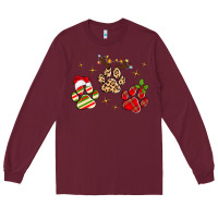 Burgundy christmas paws Long Sleeve Tee - MaliasSmallBusiness