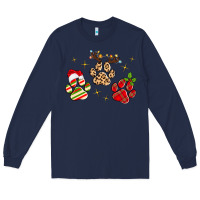 Navy christmas paws Long Sleeve Tee - MaliasSmallBusiness