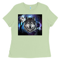 Matcha wolf and full moon Ladies Tee - RanaPortraitStore