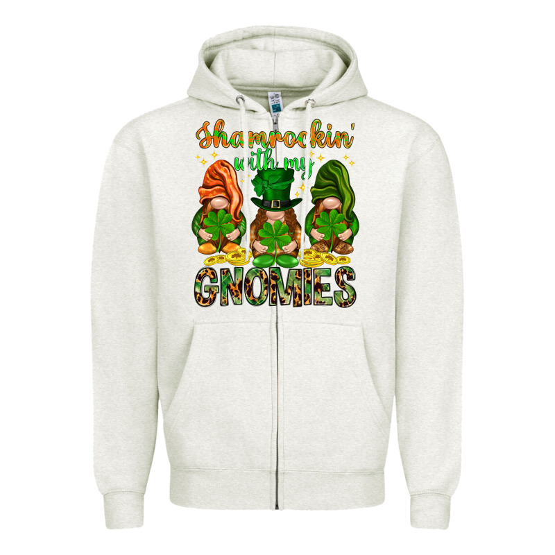 Shamrockin With My Gnomies Zipper Hoodie by NancyCooperArtShop | Teevron