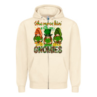 Sandshell shamrockin with my gnomies Zipper Hoodie - NancyCooperArtShop