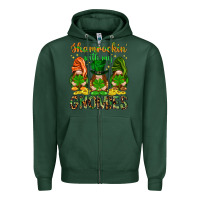 Sports Green shamrockin with my gnomies Zipper Hoodie - NancyCooperArtShop