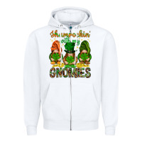 White shamrockin with my gnomies Zipper Hoodie - NancyCooperArtShop