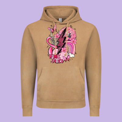 Pink Vibes Vintage Hoodie Designed By Maliassmallbusiness