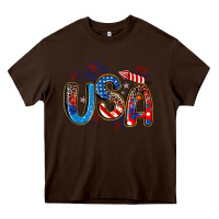 Chocolate Brown usa 4th of july Heavy Core Tee - Artiststas