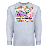 Heather Grey peace loeve unicorns Premium Sweatshirt - CowGirlArtShop