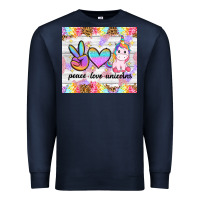 Navy peace loeve unicorns Premium Sweatshirt - CowGirlArtShop