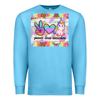 Ocean Blue peace loeve unicorns Premium Sweatshirt - CowGirlArtShop