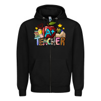 Black a teacher Zipper Hoodie - NancyCooperArtShop
