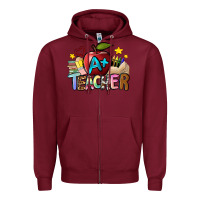 Burgundy a teacher Zipper Hoodie - NancyCooperArtShop