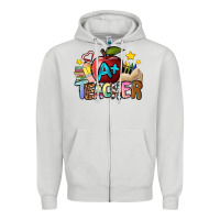 Dove Grey a teacher Zipper Hoodie - NancyCooperArtShop