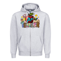 Heather Grey a teacher Zipper Hoodie - NancyCooperArtShop