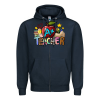 Navy a teacher Zipper Hoodie - NancyCooperArtShop