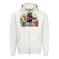 Oatmeal Heather a teacher Zipper Hoodie - NancyCooperArtShop
